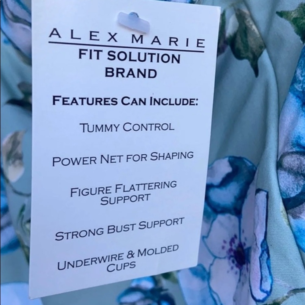 New Alex Marie Blue & Green Floral 2 Piece Tankini Swimsuit *Top 16, Bottoms 12* - Picture 8 of 13